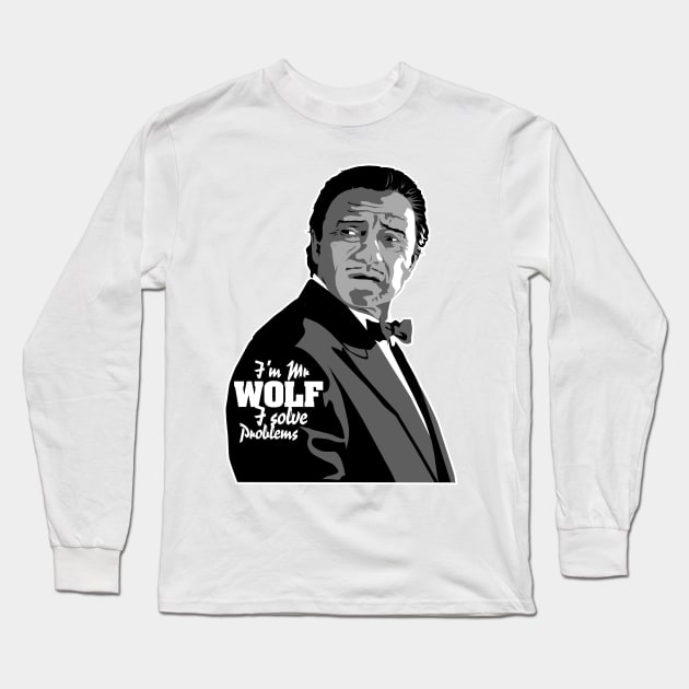 Mr Wolf (Pulp Fiction) Long Sleeve T-Shirt by mosgraphix